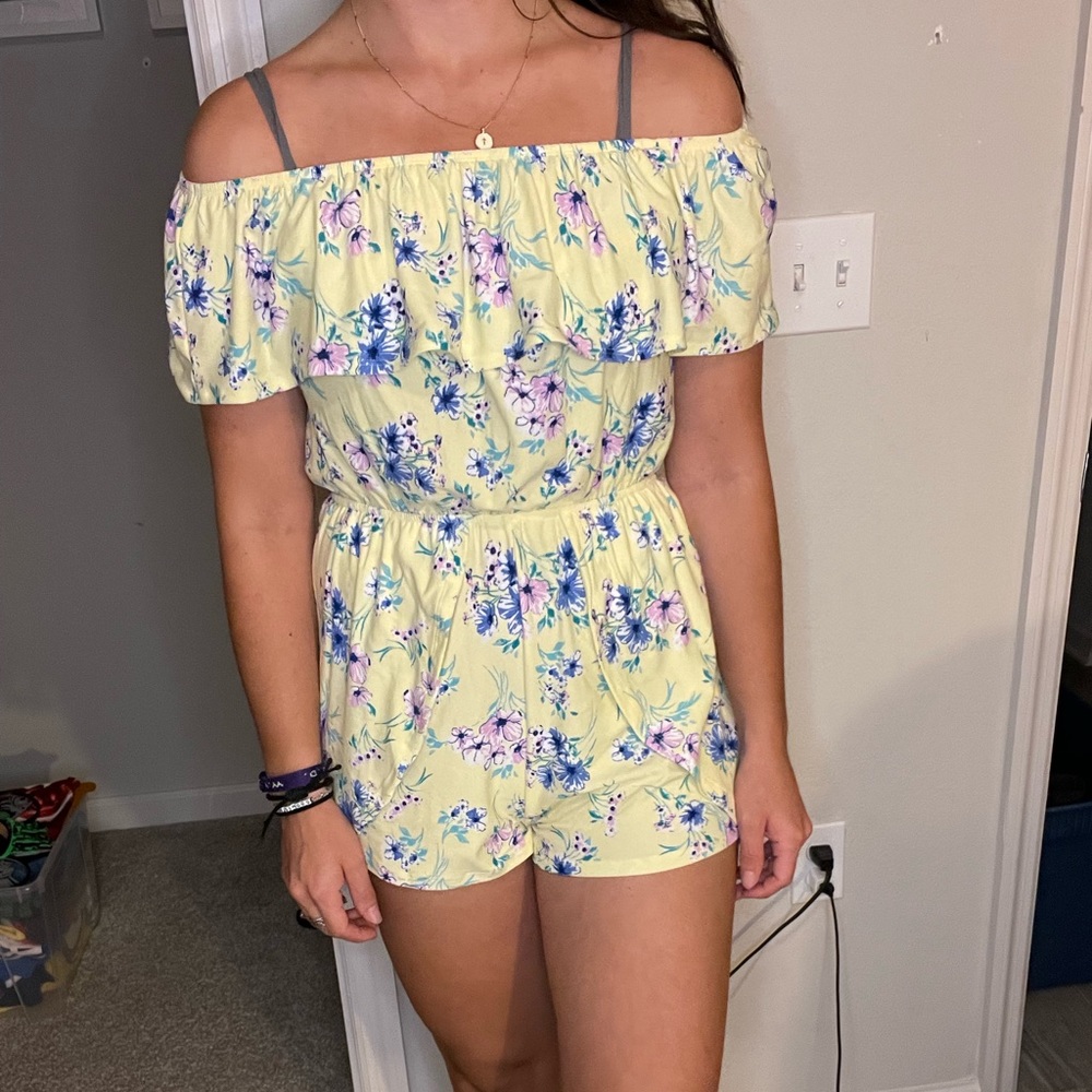 Yellow floral romper